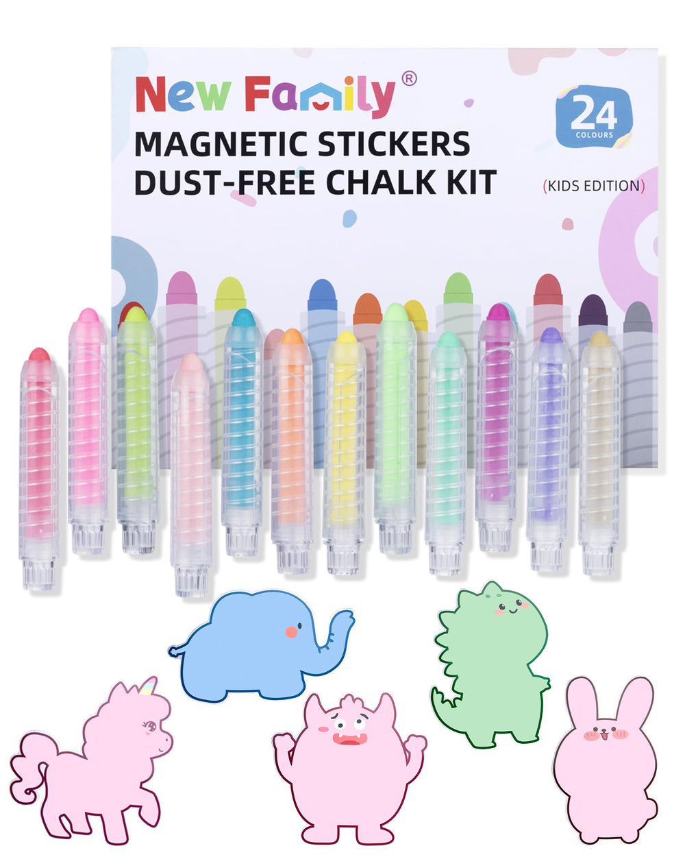 NewFamily Kids Art Chalk Set with 24 dustless colors for creative play