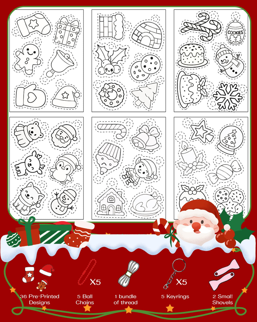 NewFamily pre-cut Christmas design sheets enable mess-free, ready-to-color crafting.