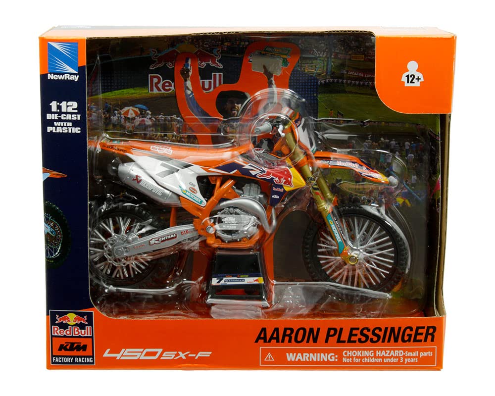 New-Ray 1:12 KTM 450 SX-F Red Bull KTM 7 Plessinger detail highlighting decals
