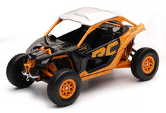 NewRay Can-Am Maverick X3 XRC Turbo ATV orange and black front view highlights durable diecast details.