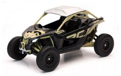 NewRay Can-Am Maverick X3 XRC Turbo tan side view 1:18 scale model for display and collection.