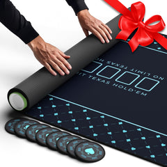 Newverest poker table top royal blue, 70x35 inches, for up to 10 players.