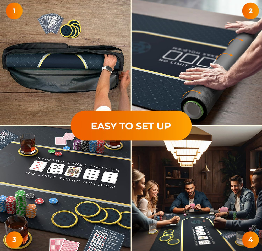 Newverest poker top rolled storage tube demonstrates simple transport after game night