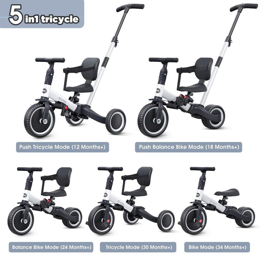 Newyoo push handle steering enables parent-guided control for a steady ride