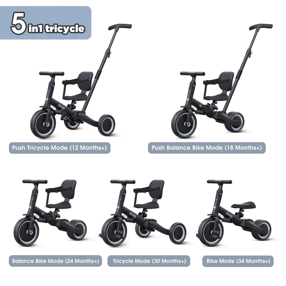newyoo Toddler Bike shows 5-in-1 modes for growth and fun