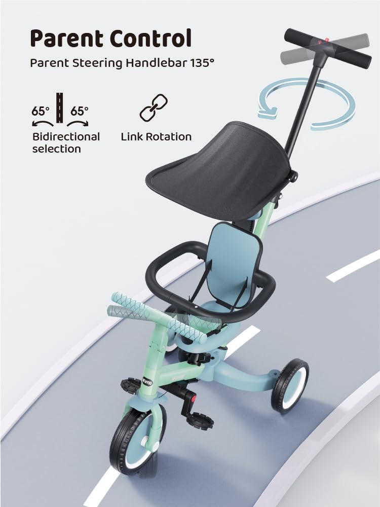 Newyoo toddler bike with adjustable seat and pedals for growing kids.