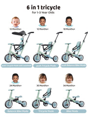 Newyoo toddler bike with 135-degree rotating push handle for easy steering.