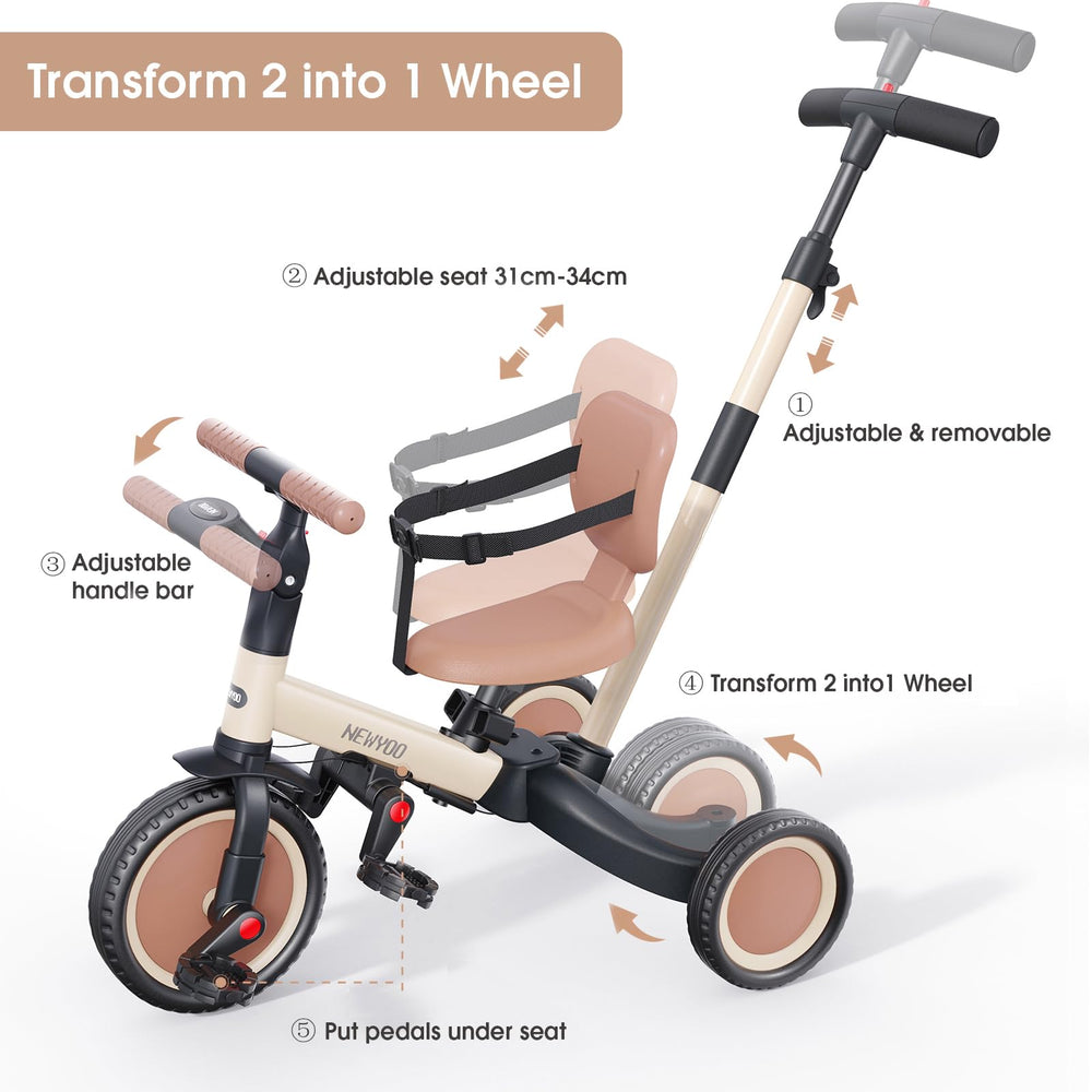 Newyoo TR007 push handle demonstrates 135-degree steering for easy control.