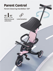 newyoo tricycle pink adjustable seat supports growing child