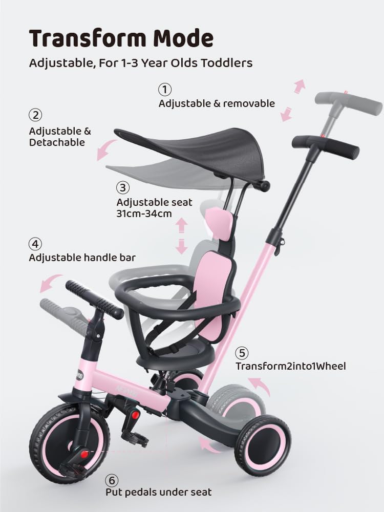 newyoo tricycle pink eva wheels deliver smooth rides