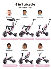 newyoo tricycle pink side view showing adjustable features for comfort