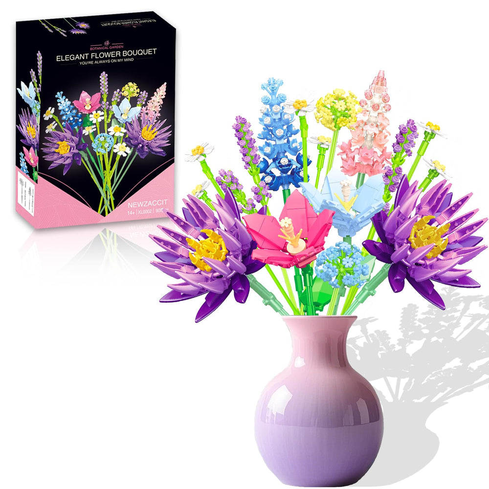 NEWZACCIT pink flower bouquet building set with vibrant blooms for stylish home decor