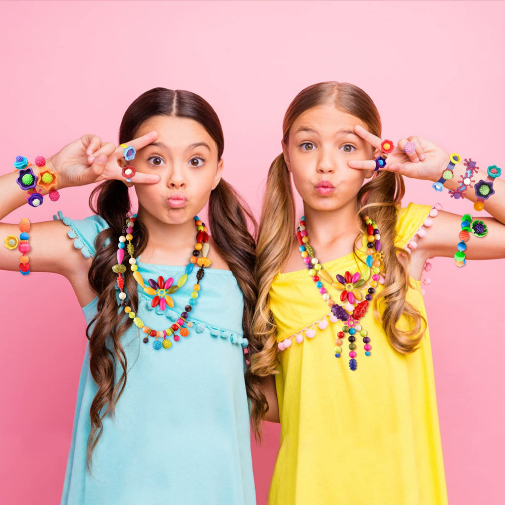 NEXBOX Jewelry making DIY play scene where kids craft wearable art.