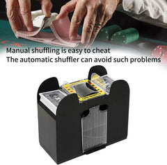 Ni-SHEN decks entering the tray for efficient automatic shuffling.