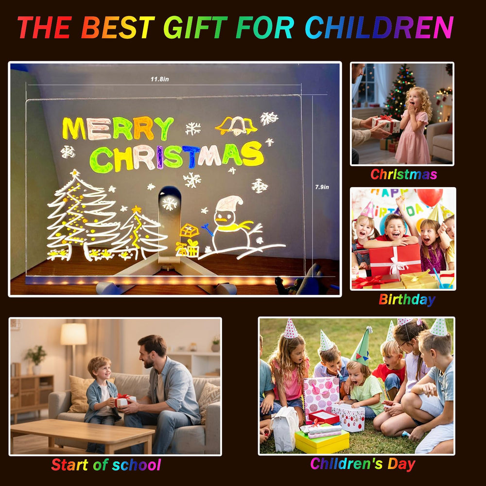 Niaoyun LED note board doodles glow for kid creativity.