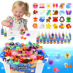 Nicella Magic Water Elf Toy Kit packaging shows 20 gel colors and 24 molds for creativity.