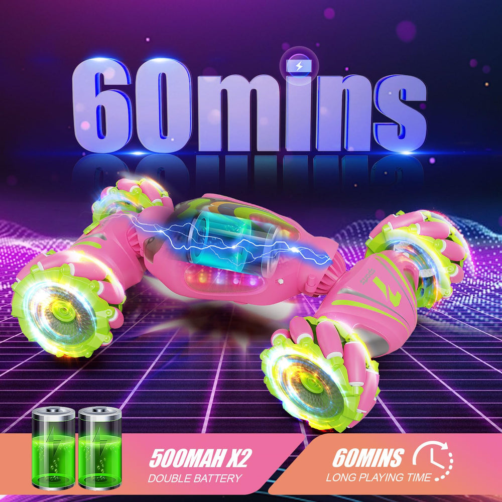 Nicella pink stunt car with colorful LEDs for night racing