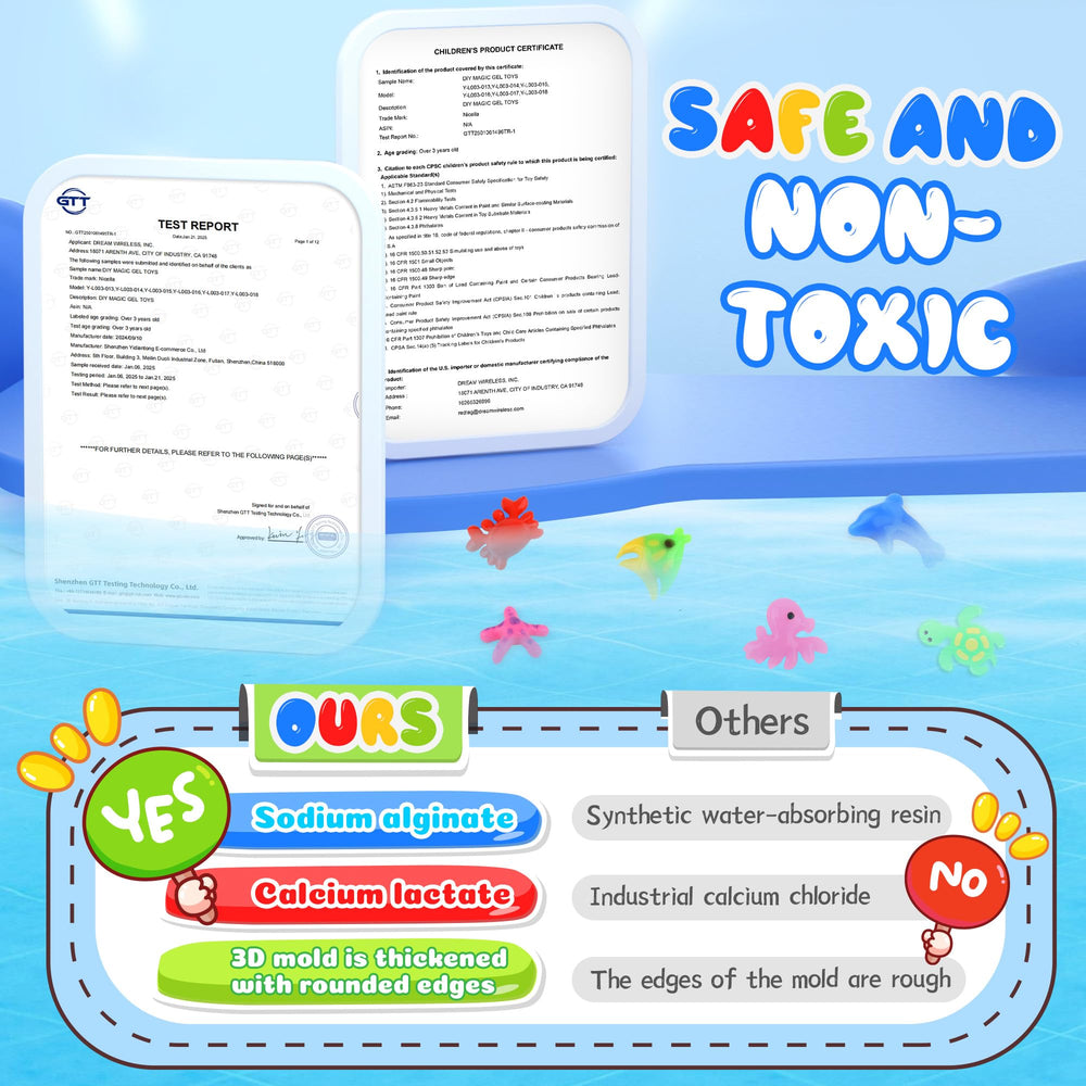 Nicella Safe Materials image emphasizes non-toxic components for kids