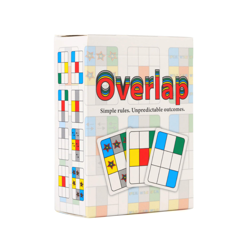 Overlap game box on table invites quick, casual play.