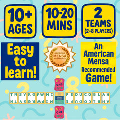 Starting-letter cards flash during play for quick thinking