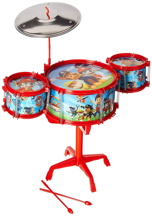 Nickelodeon Paw Patrol drum kit front view shows durable, kid-friendly construction.