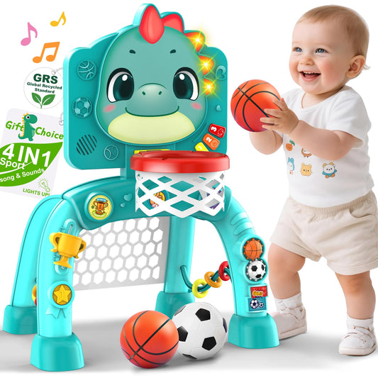 Nicmore dinosaur 4in1 toss basketball action for active toddlers and coordination.
