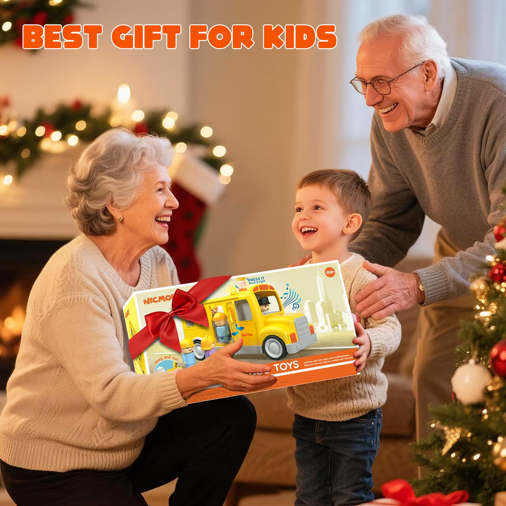 Nicmore educational play bus supports imaginative role-play for toddlers.