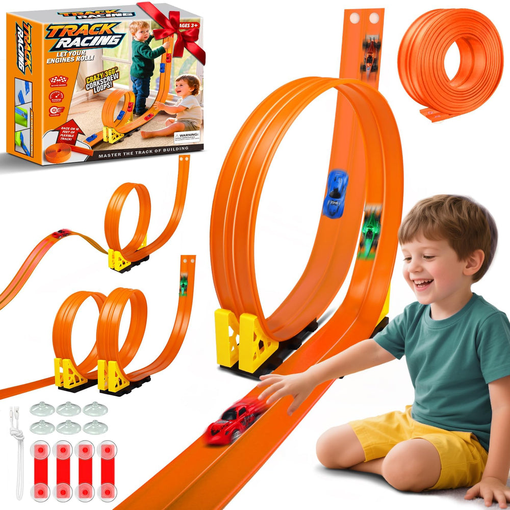 Nicmore flexible race track 15ft rolled up for storage and travel.