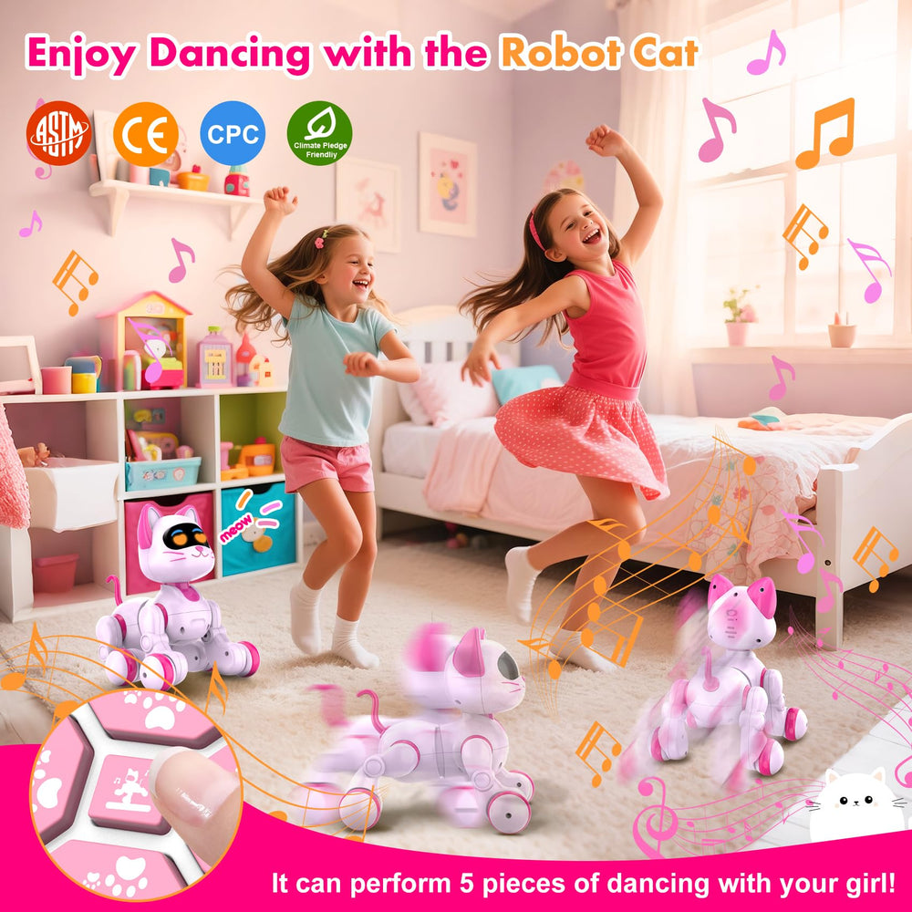 Nicmore Robot Cat can be programmed for unique dance sequences.