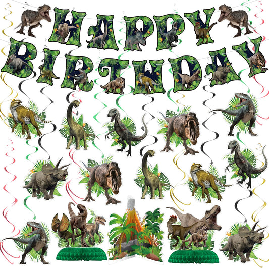 NICOWARM Dinosaur banner illustrates bold Happy Birthday for a festive party.