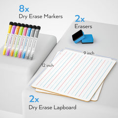 Nicpro double-sided whiteboard with blank and lined sides for practice.