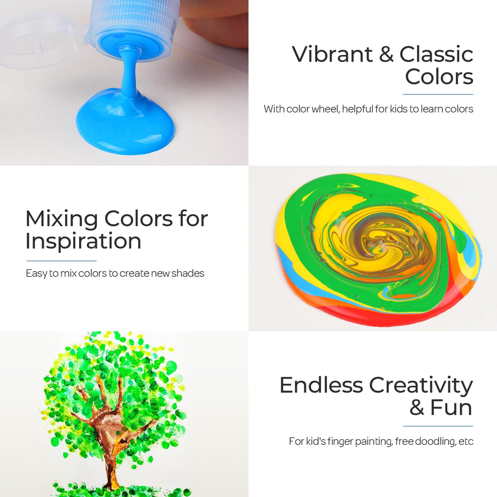 Washable paint cleans easily from skin and most surfaces after play