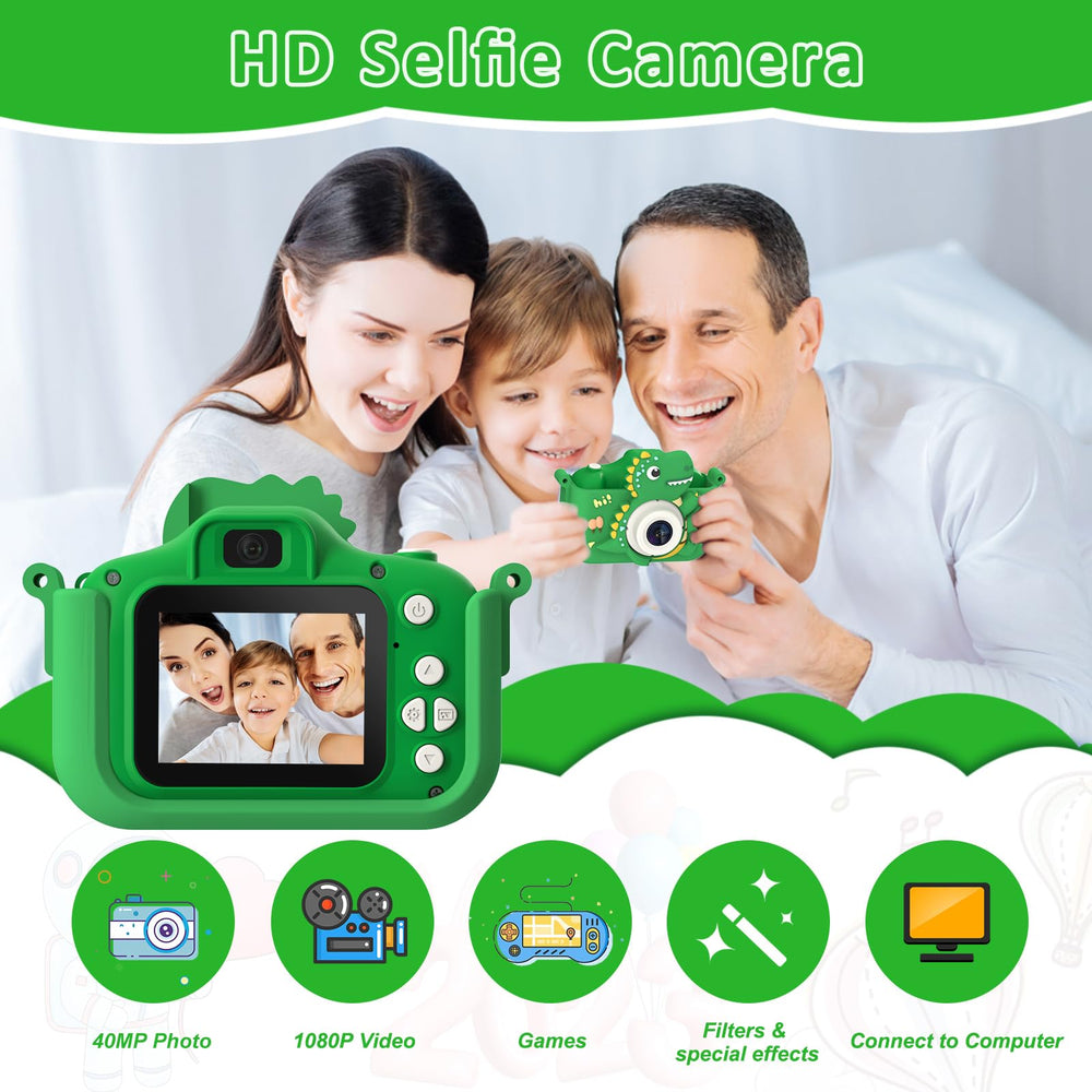 NIDOOT Dinosaur camera top view with accessible buttons for selfies