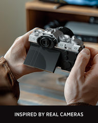 Detailed grip and lens on Nifeliz Cameras Building Set for authenticity