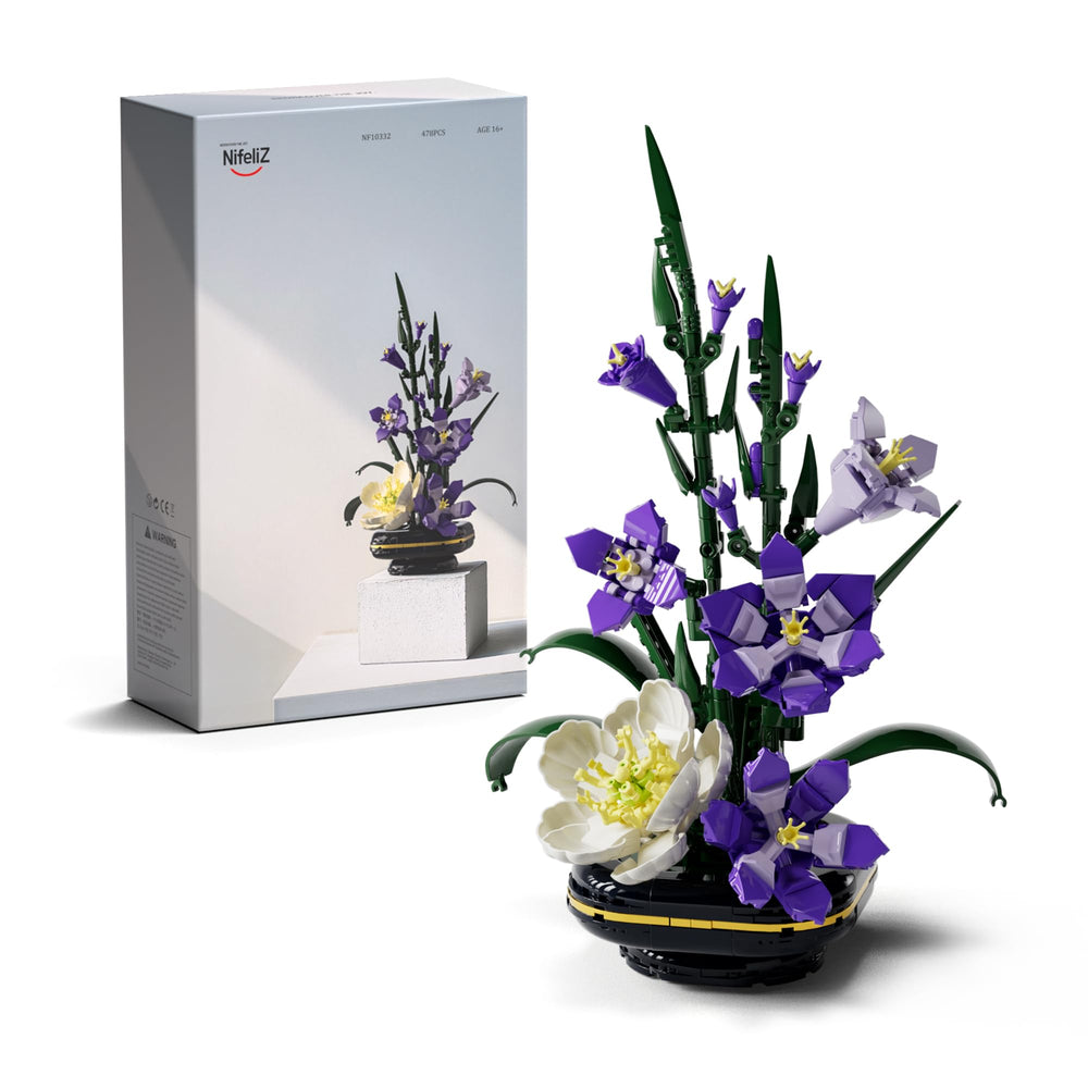 Nifeliz Gladiolus flower building set forms a vertical desk centerpiece.