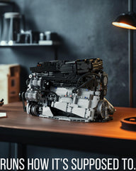 Nifeliz L6 pistons in motion visible through open cover, immersive
