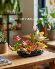 Nifeliz Lotus Building Set features green seed pods for natural display at home