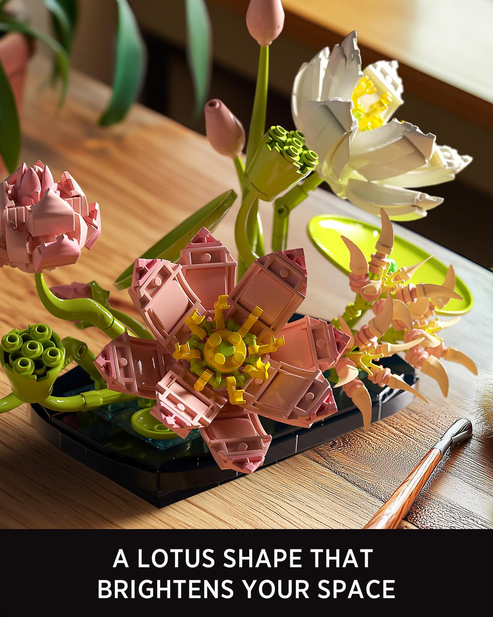 Nifeliz Lotus Build Set highlights buds and a tiny frog for a playful nature touch
