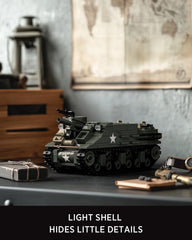 Nifeliz M7 Priest tank side view highlights compact lines for shelf display