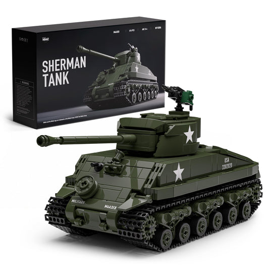 Nifeliz Sherman tank assembly detail showing precise craftsmanship for display.
