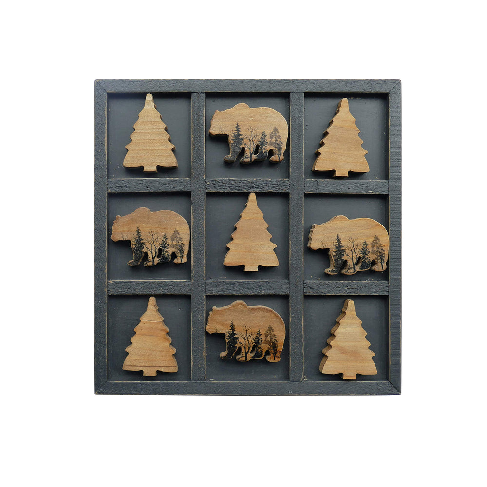 NIKKY HOME cute bear decorative wooden tic tac toe board enhances cozy living rooms as a conversation starter