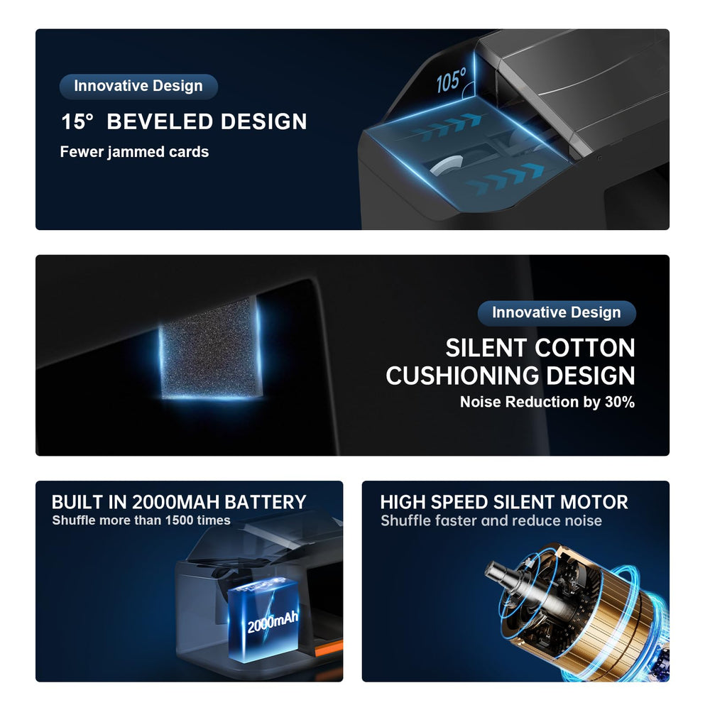Nileole Quiet Shuffler compatible with standard cards for versatile home play.