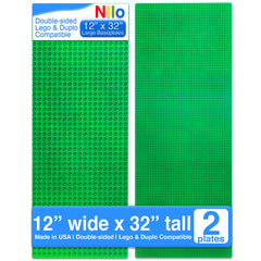 NILO large building plates, green double-sided baseplates, provide ample space for big brick projects.
