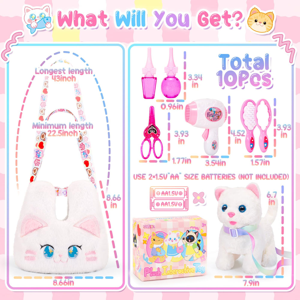 NINAOR plush crossbody bag with strap for travel-friendly pretend play