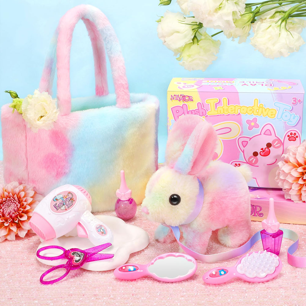 NINAOR plush bunny tote bag provides portable storage during trips