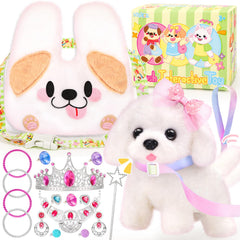 NINAOR plush robot dog walking with leash for interactive play