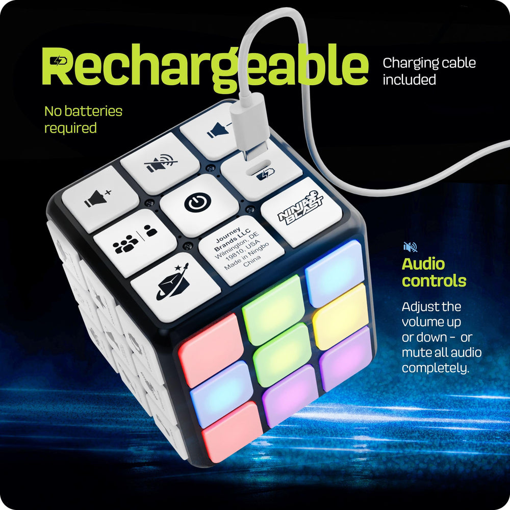 Ninja Blast cube lights flash in SATELLIGHTS mode for disco lights and party music