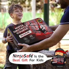 NinjaSafe obstacle climbing ladder enhances balance and upper body strength during play.