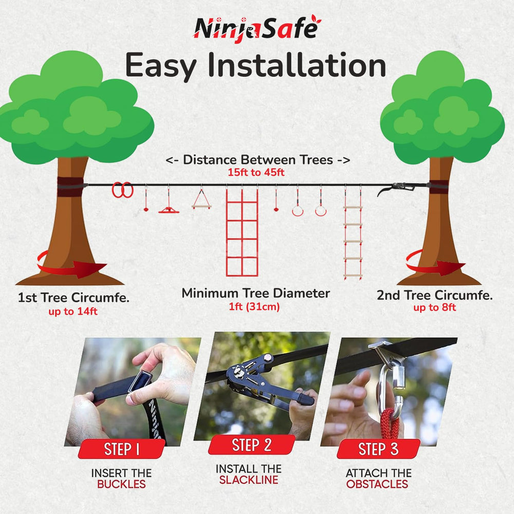 NinjaSafe monkey bars encourage climbing and coordination in an outdoor space.