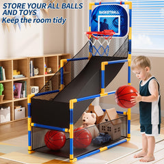 NIPLOOOW arcade set features bottom storage for easy cleanup and organization.